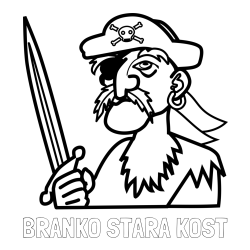 Online izdelana pobarvanka - Pobarvanka imena BRANKO STARA KOST in pobarvanka gusarja s kljukastim nosom