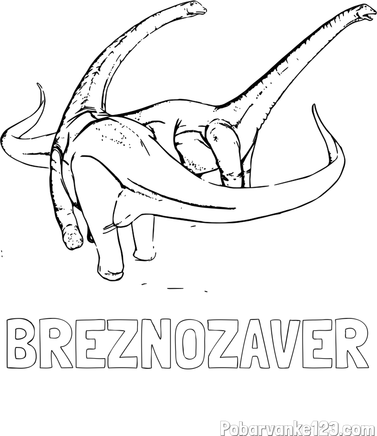 Pobarvanka imena BREZNOZAVER in pobarvanka dinozavra Alamosaurus