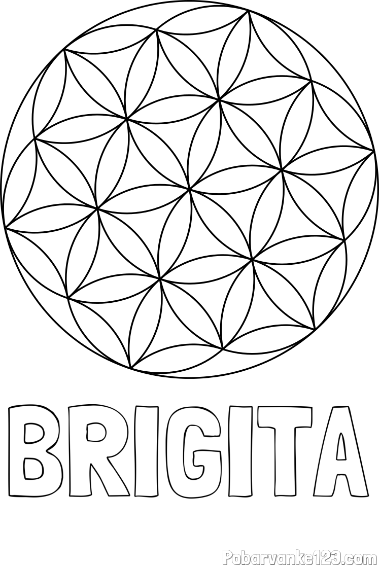 Pobarvanka imena BRIGITA in mandale 2