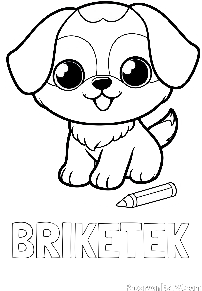 Pobarvanka imena BRIKETEK in pobarvanka prikupnega kužka