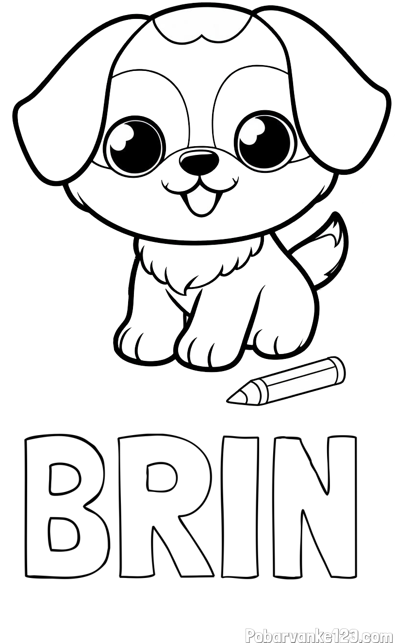 Pobarvanka imena BRIN in pobarvanka prikupnega kužka