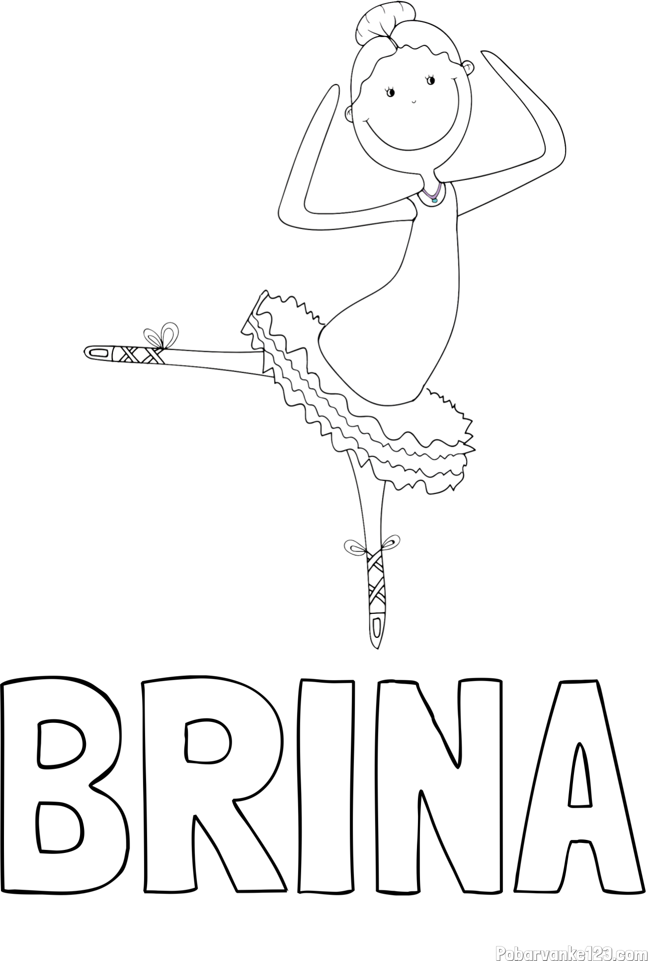 Pobarvanka imena BRINA in pobarvanka balerine