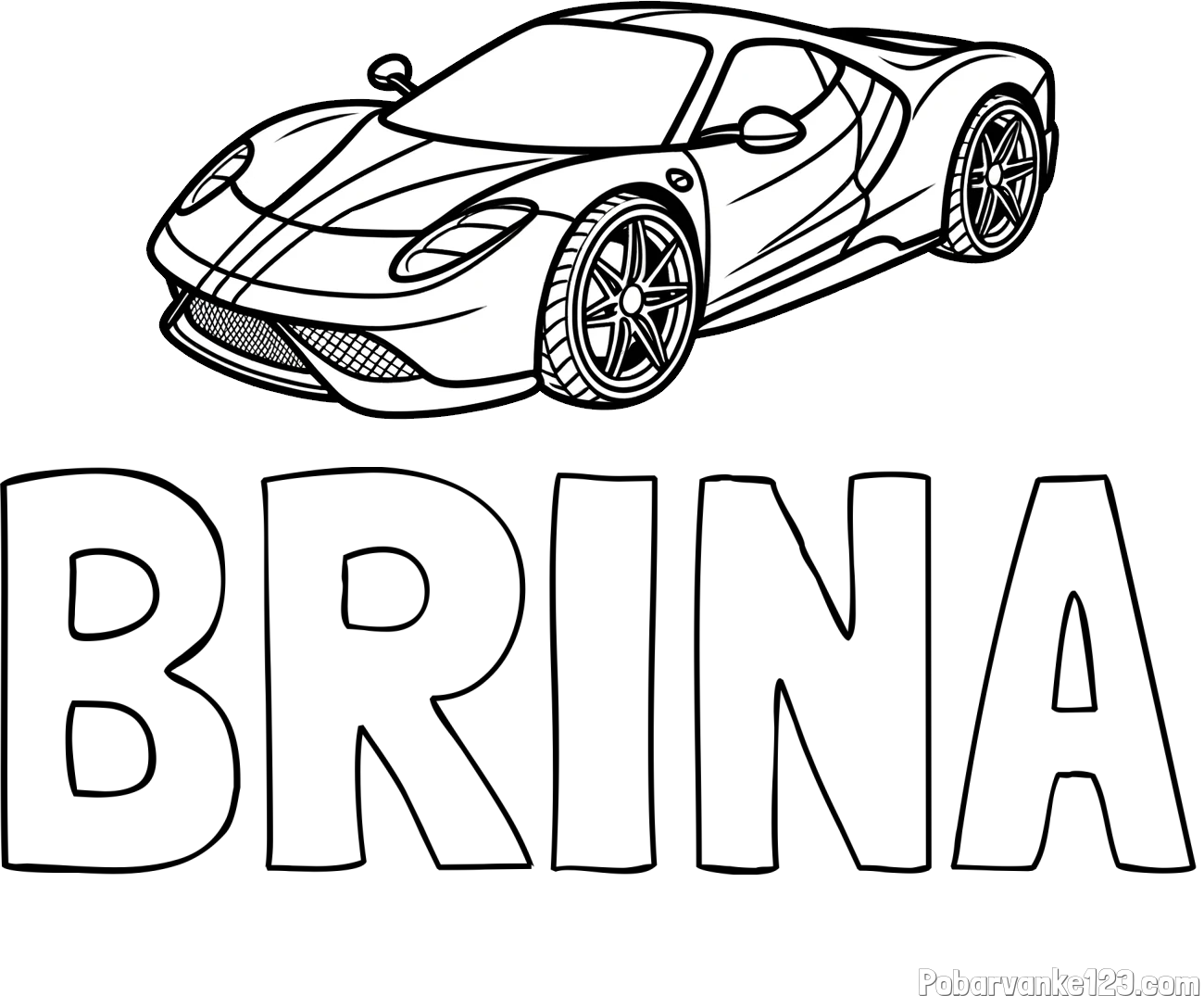 Pobarvanka imena BRINA in pobarvanka dirkalnega avtomobila