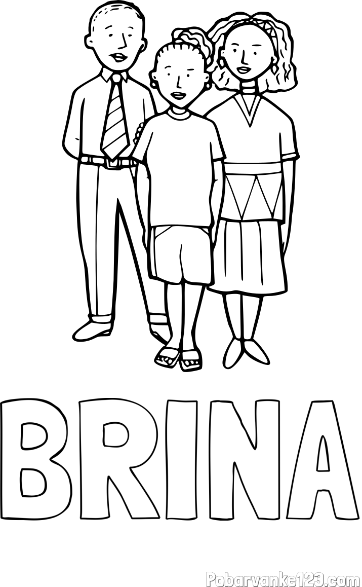 Pobarvanka imena BRINA in pobarvanka družine