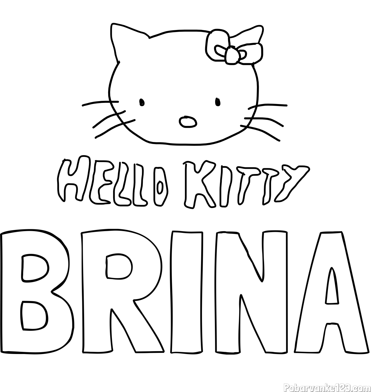 Pobarvanka imena BRINA in pobarvanka ljubke mucke Hello Kitty