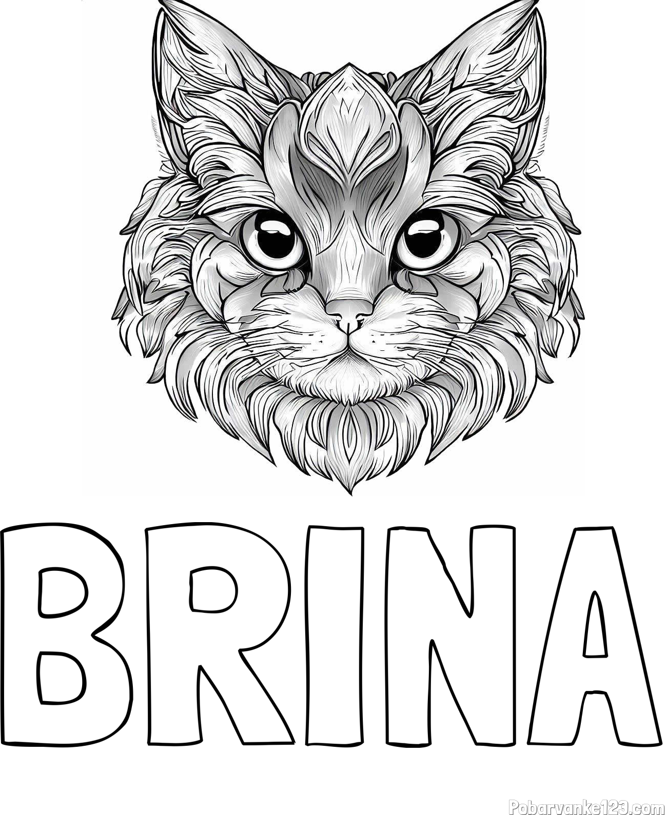Pobarvanka imena BRINA in pobarvanka mačke