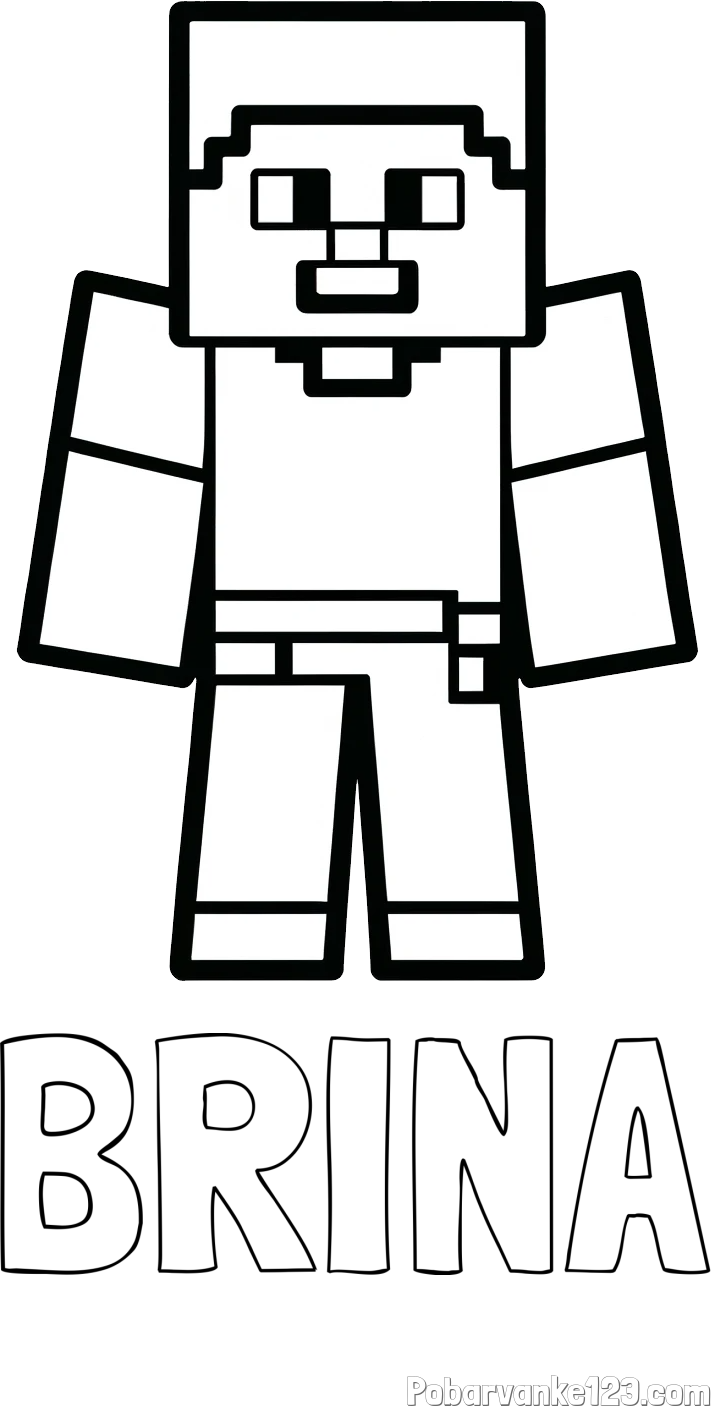 Pobarvanka imena BRINA in pobarvanka Minecraft figurice