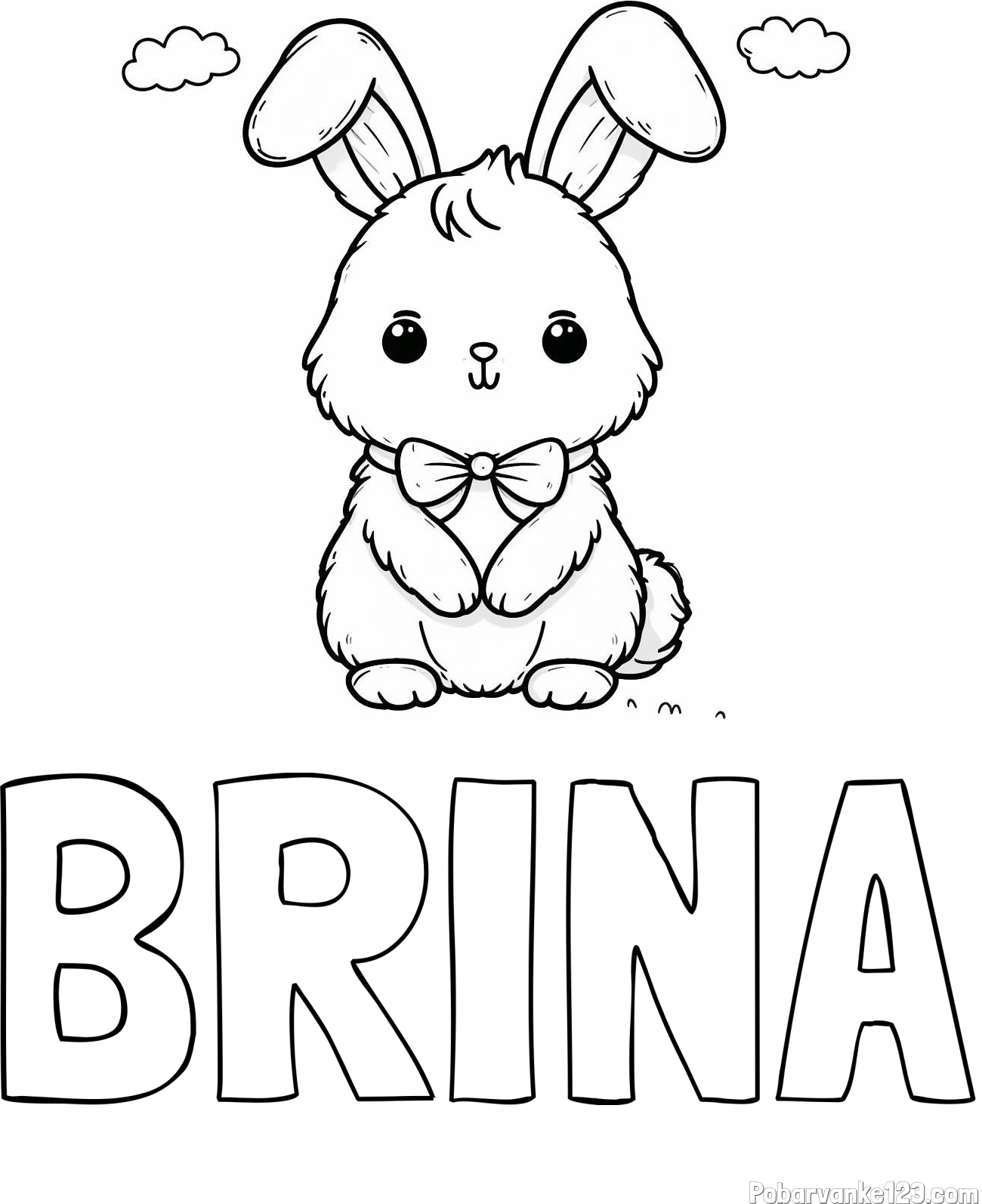 Pobarvanka imena BRINA in pobarvanka prikupnega zajčka