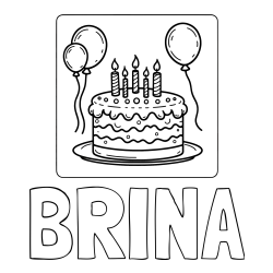 Pobarvanka imena BRINA in pobarvanka torte za 5. rojstni dan