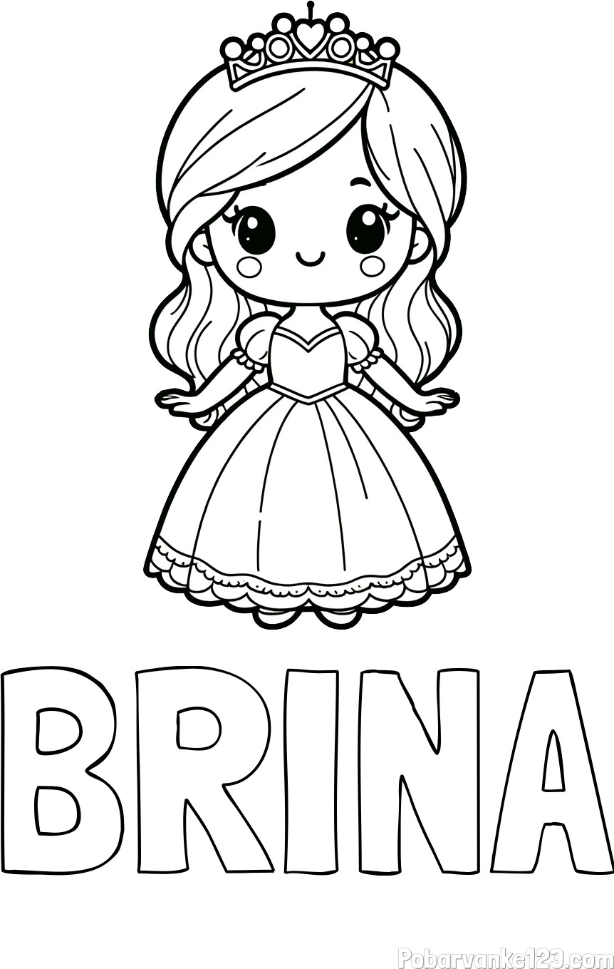 Pobarvanka imena BRINA in prikupne princeske