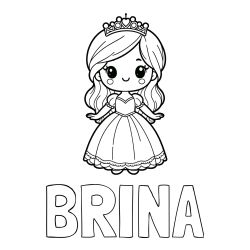 Pobarvanka imena BRINA in prikupne princeske