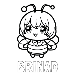 Online izdelana pobarvanka - Pobarvanka imena BRINAĐ in pobarvanka čebelice v stilu anime