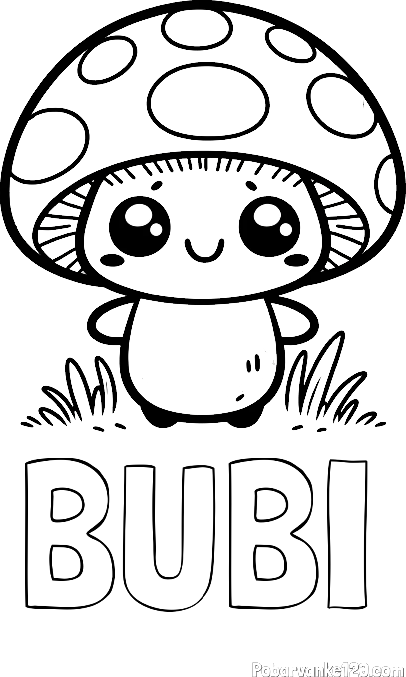 Pobarvanka imena BUBI in otroška pobarvanka gobe