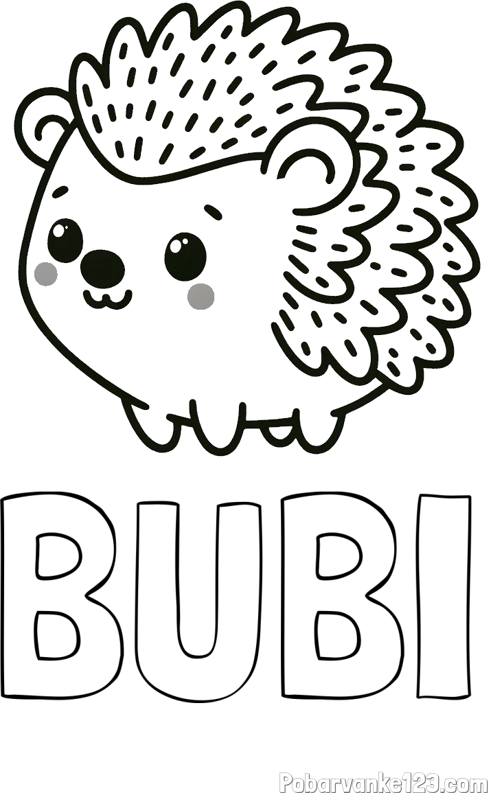 Pobarvanka imena BUBI in pobarvanka ljubkega ježka