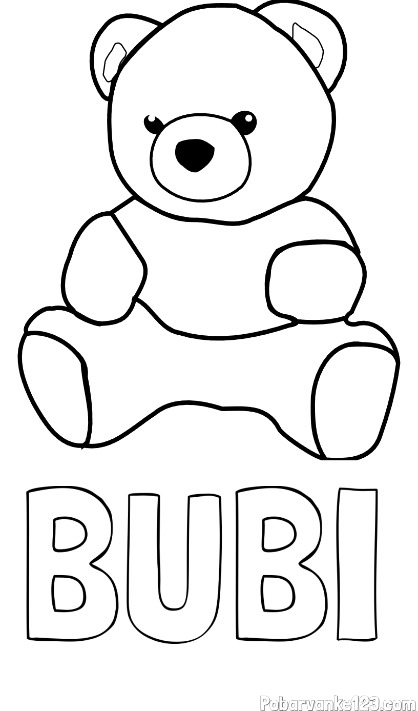 Pobarvanka imena BUBI in pobarvanka medvedka
