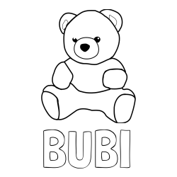 Online izdelana pobarvanka - Pobarvanka imena BUBI in pobarvanka medvedka