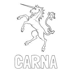 Online izdelana pobarvanka - Pobarvanka imena CARNA in samorog Pua