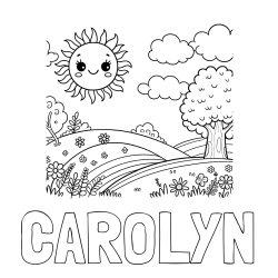 Online izdelana pobarvanka - Pobarvanka imena CAROLYN in otroška pobarvanka narave
