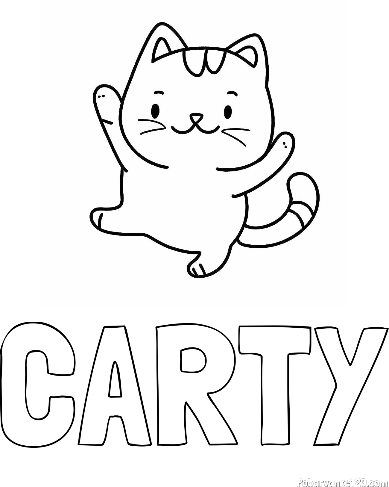 Pobarvanka imena CARTY in pobarvanka razigrane mačke
