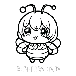 Online izdelana pobarvanka - Pobarvanka imena ČEBELICA MAJA in pobarvanka čebelice v stilu anime