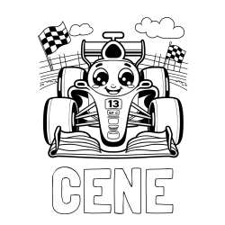 Pobarvanka imena CENE in otroška pobarvanka FORMULA 1