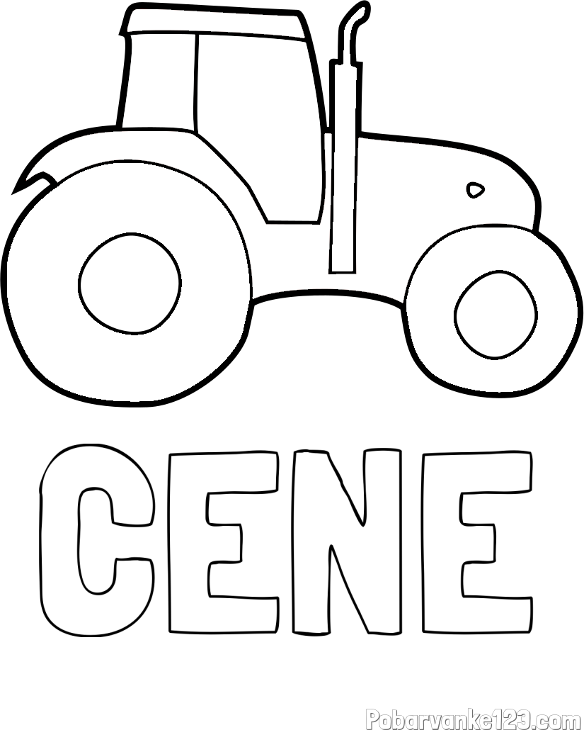 Pobarvanka imena CENE in otroška pobarvanka traktorja