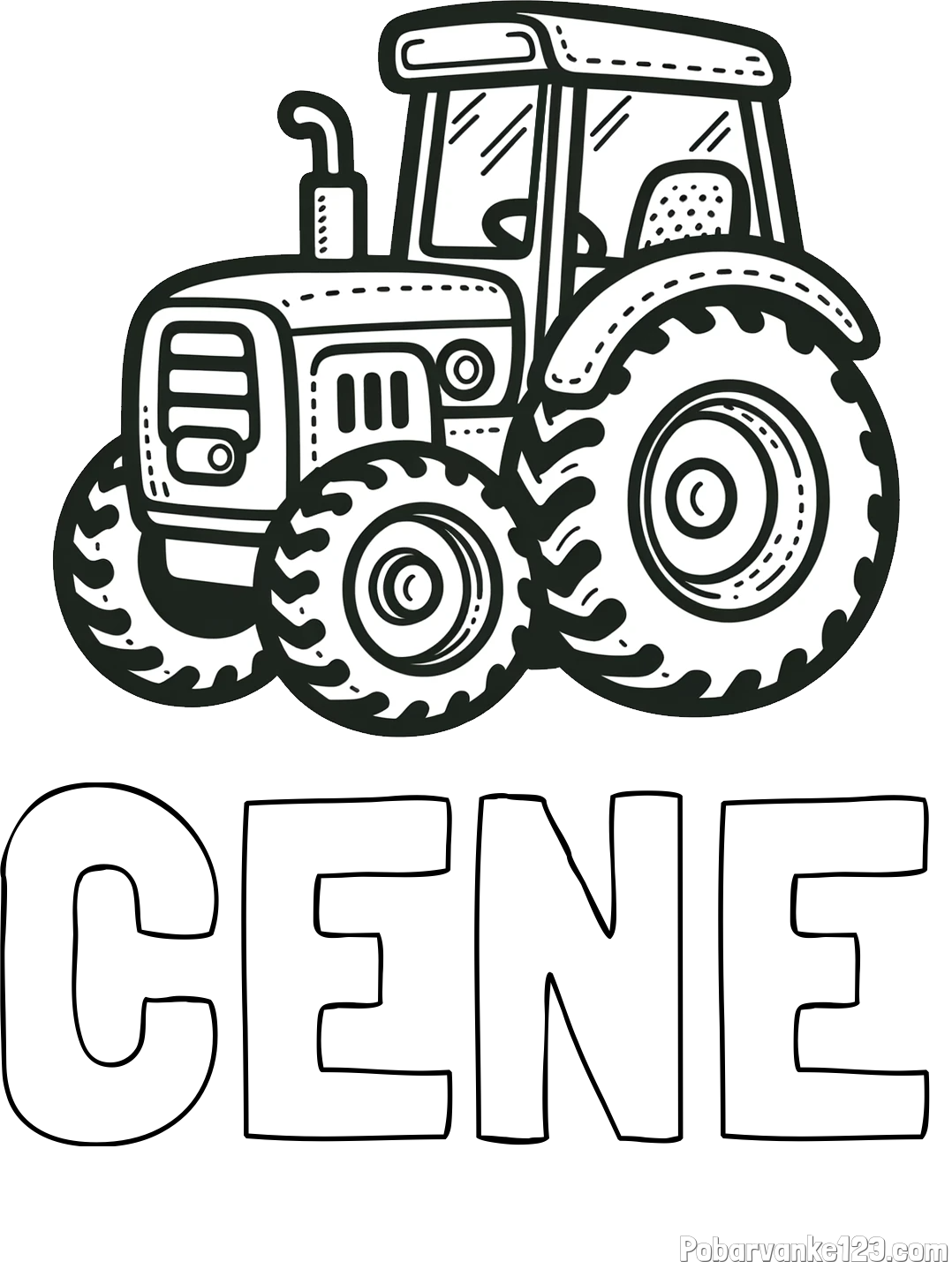 Pobarvanka imena CENE in pobarvanka čudovitega traktorja