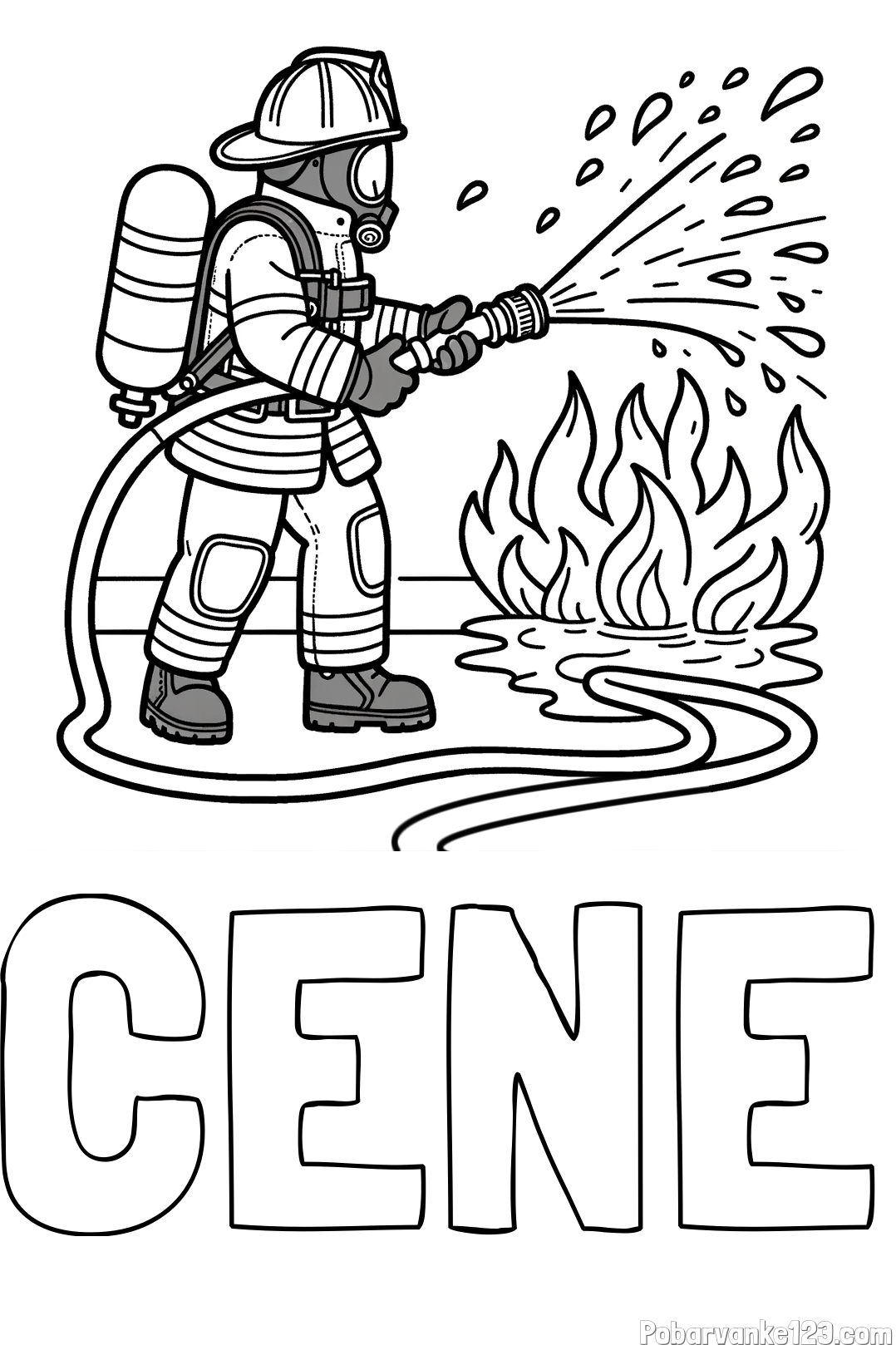 Pobarvanka imena CENE in pobarvanka gasilca in velikega požara
