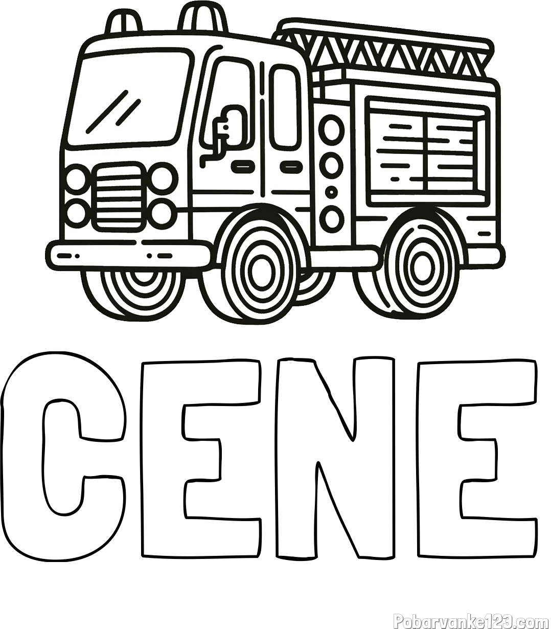 Pobarvanka imena CENE in pobarvanka gasilskega avtomobila