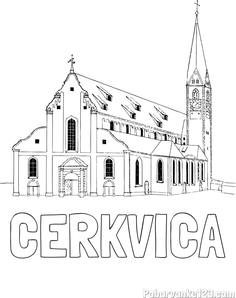 Pobarvanka imena CERKVICA in pobarvanka cerkev st.Mang iz leta 1828