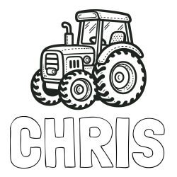 Online izdelana pobarvanka - Pobarvanka imena CHRIS in pobarvanka čudovitega traktorja