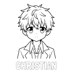 Online izdelana pobarvanka - Pobarvanka imena CHRISTIAN in pobarvanka fanta v anime slogu