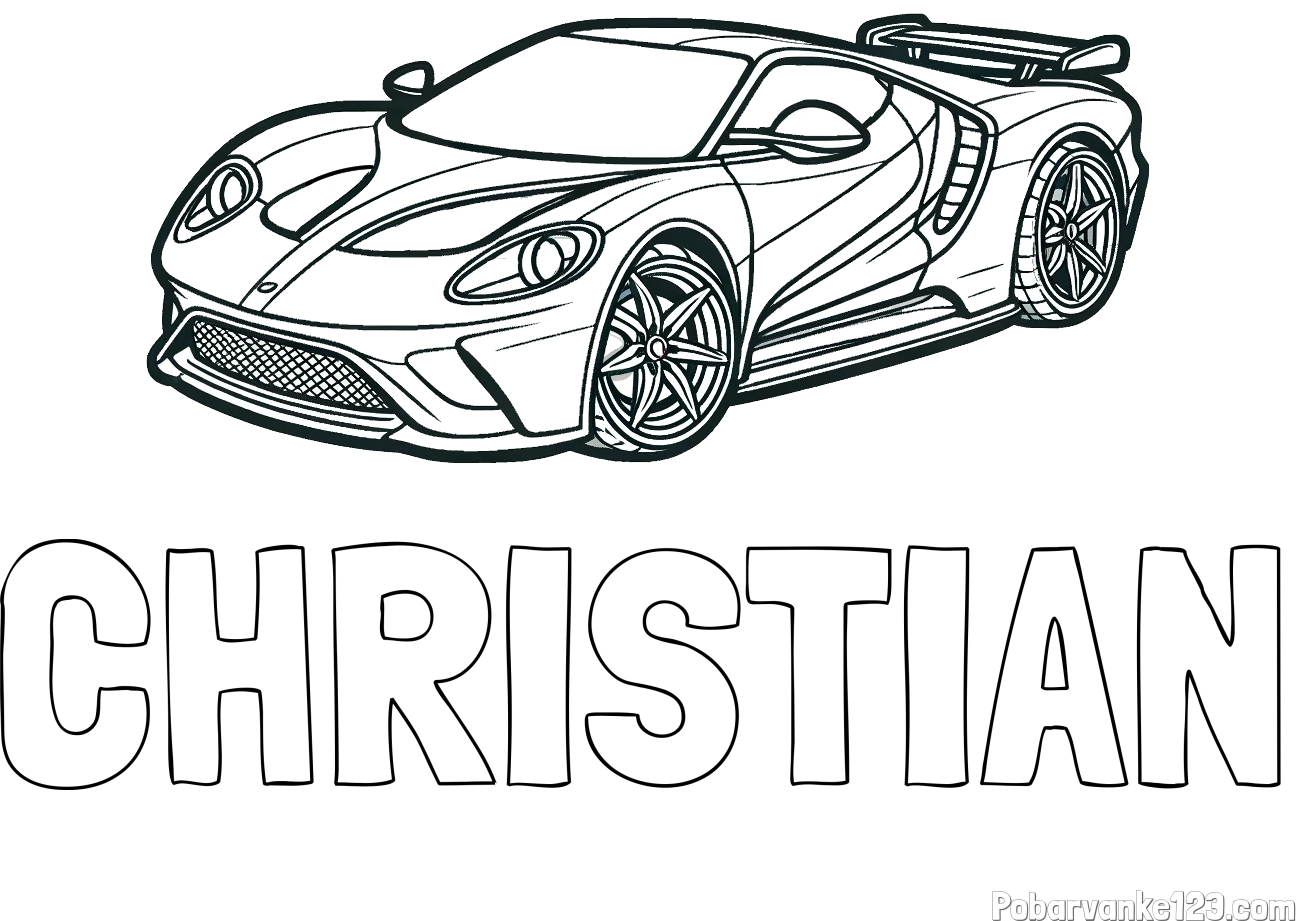 Pobarvanka imena CHRISTIAN in Športni avtomobil