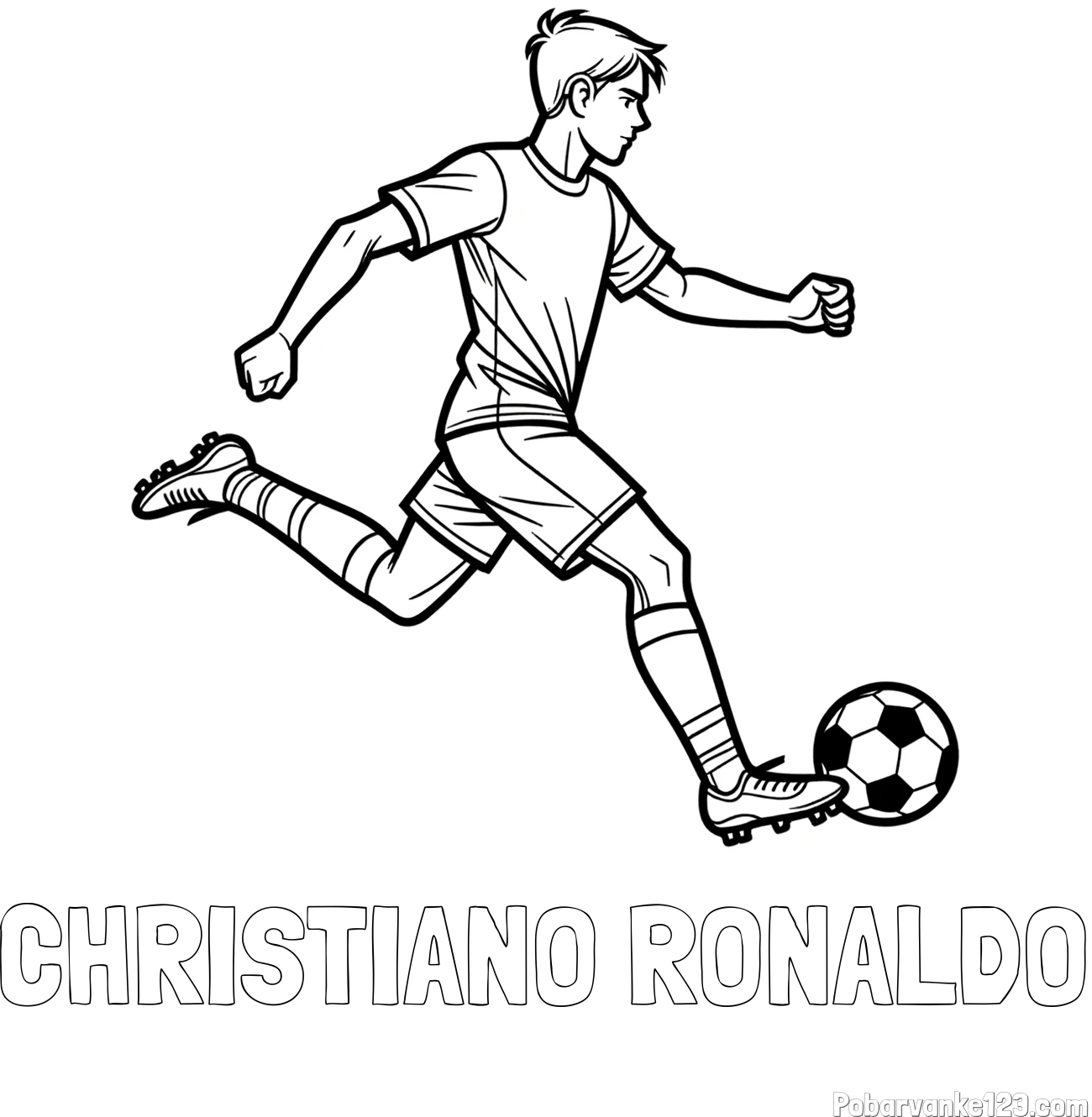 Pobarvanka imena CHRISTIANO RONALDO in pobarvanka nogometaša v napadu