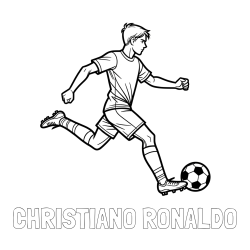 Online izdelana pobarvanka - Pobarvanka imena CHRISTIANO RONALDO in pobarvanka nogometaša v napadu
