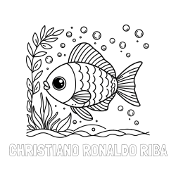 Online izdelana pobarvanka - Pobarvanka imena CHRISTIANO RONALDO RIBA in otroška pobarvanka ljubke ribe