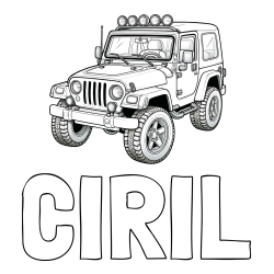 Online izdelana pobarvanka - Pobarvanka imena CIRIL in pobarvanka džipa
