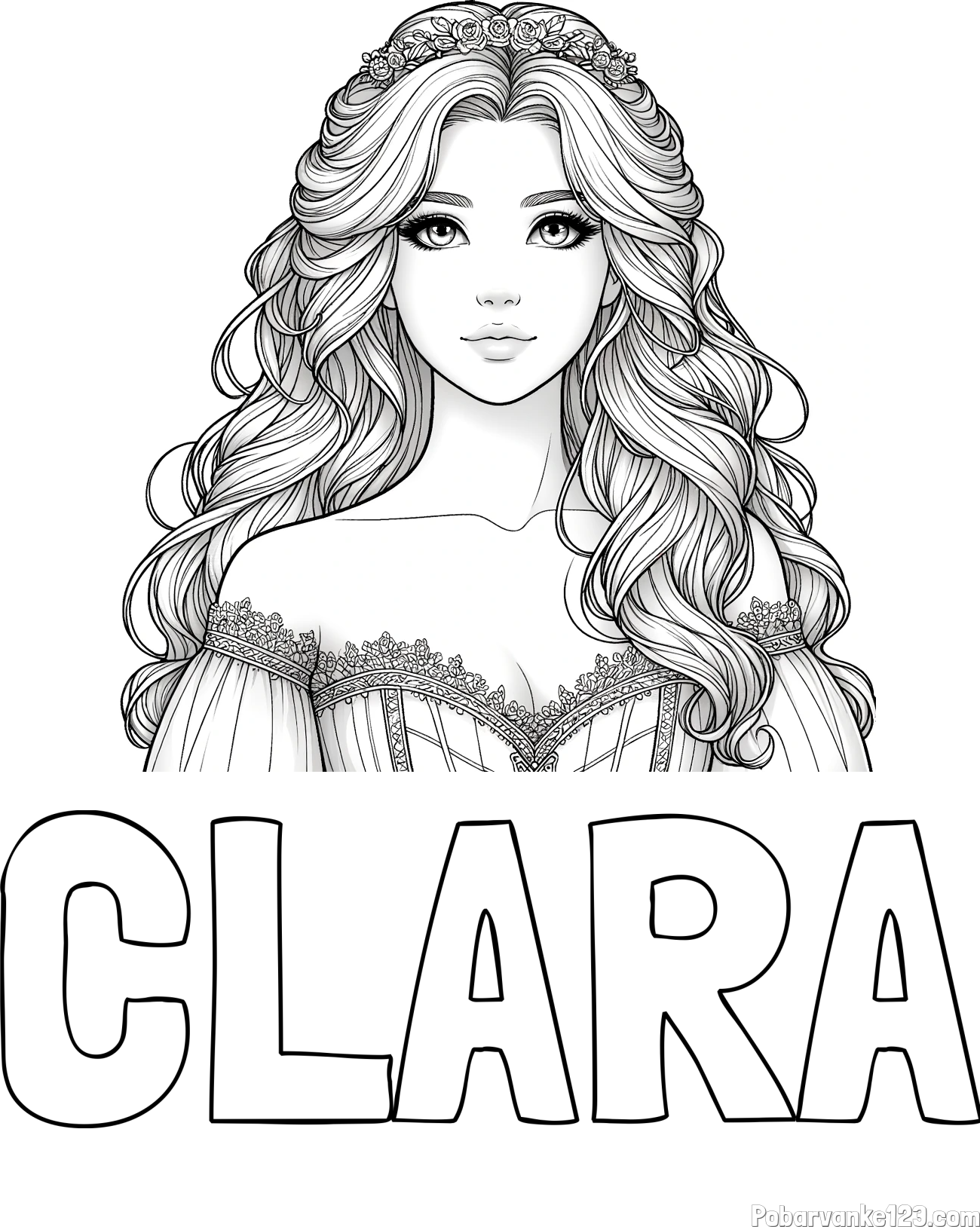 Pobarvanka imena CLARA in pobarvanka lepe princese