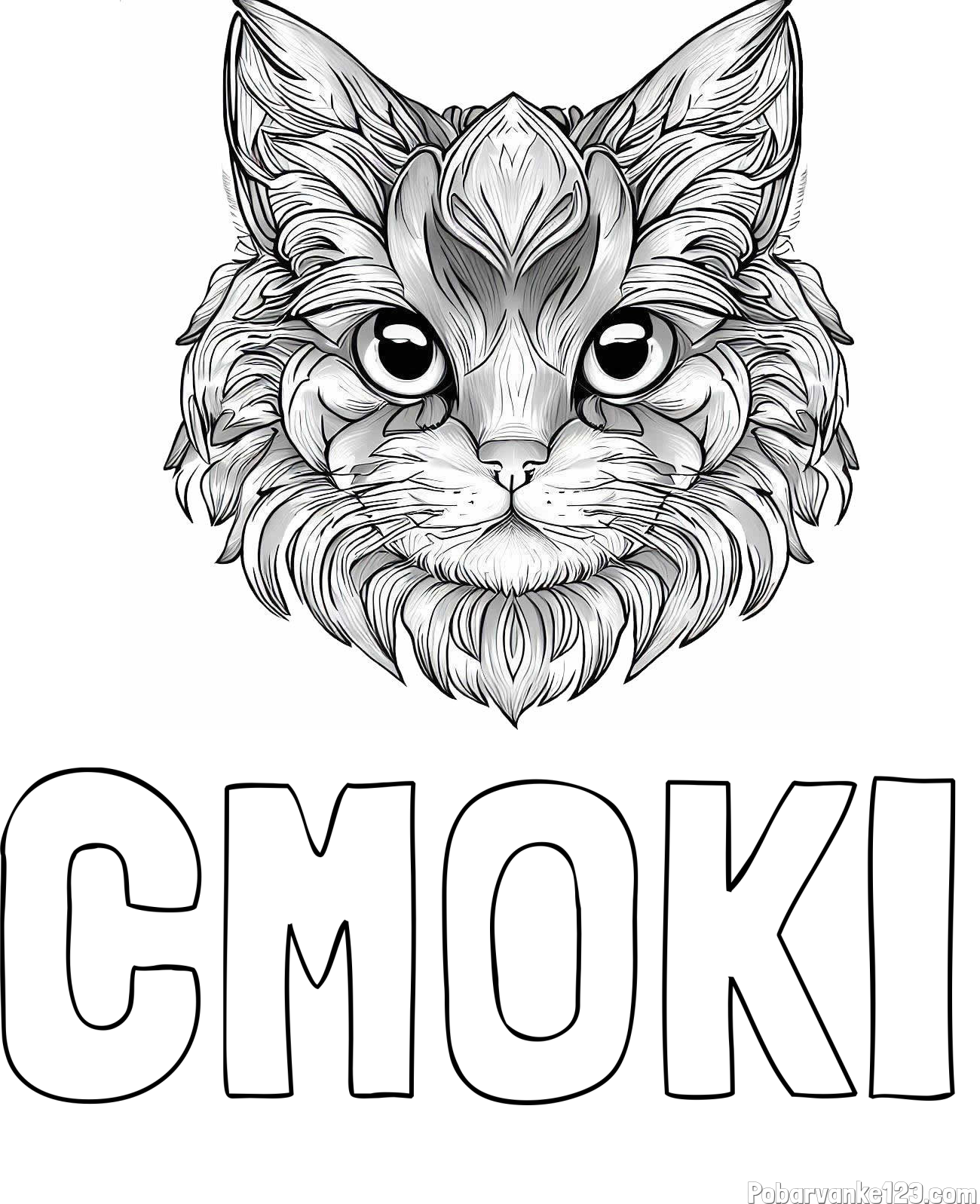 Pobarvanka imena CMOKI in pobarvanka mačke