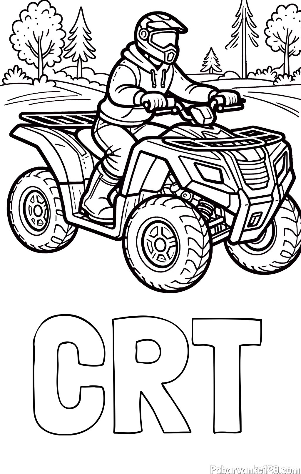 Pobarvanka imena ČRT in pobarvanka motorista na štirikolesniku