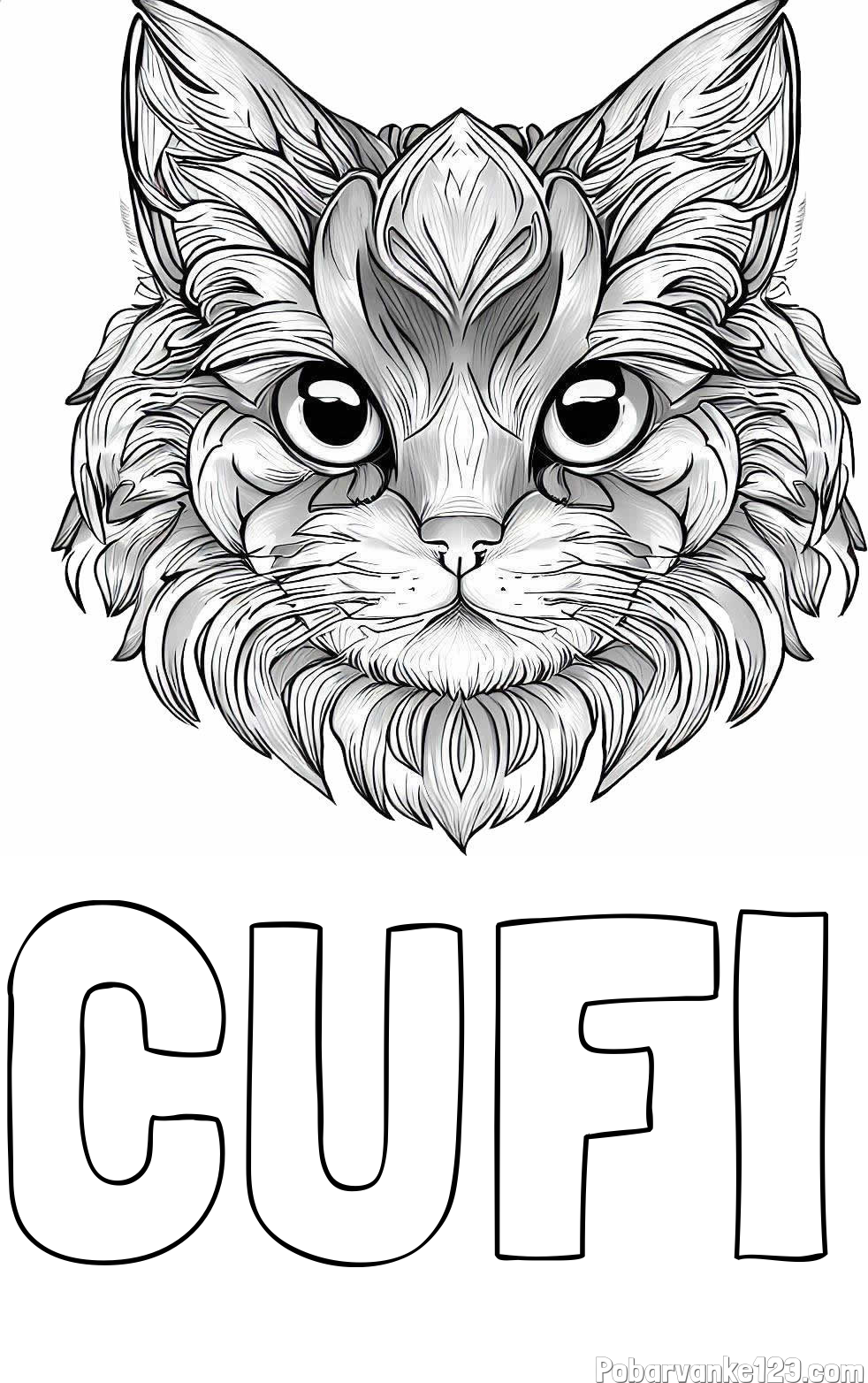 Pobarvanka imena CUFI in pobarvanka mačke