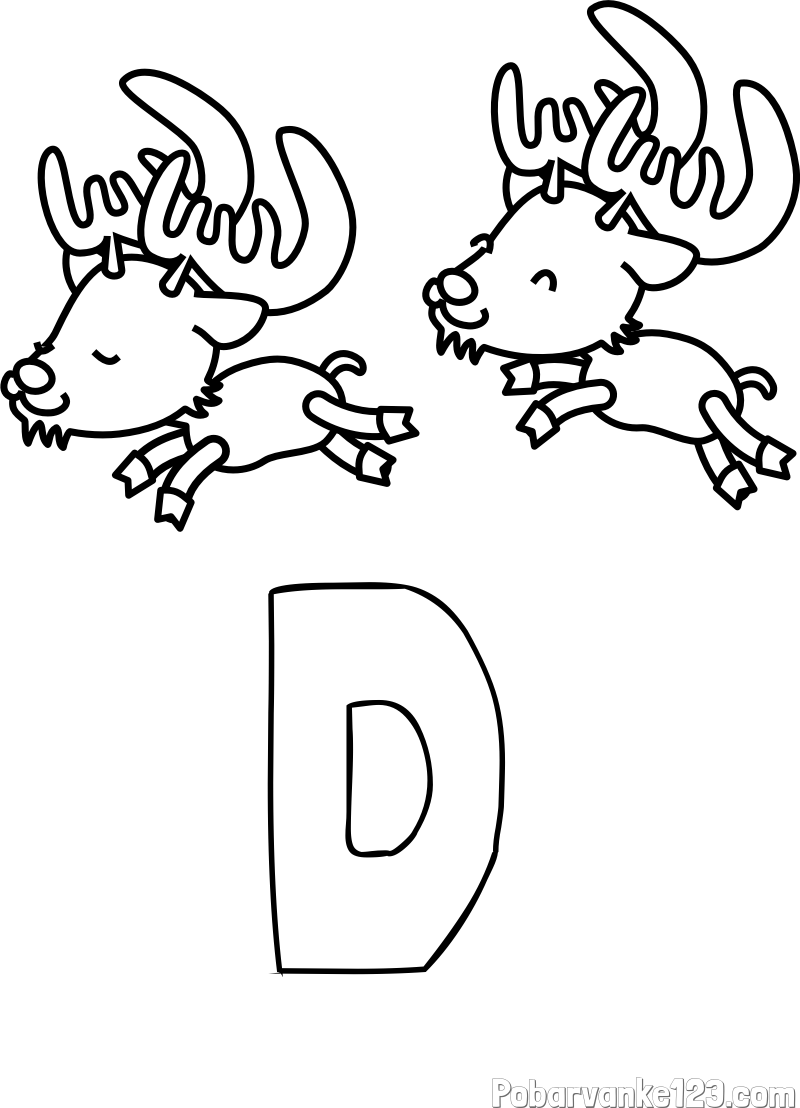 Pobarvanka imena D in jelenčka