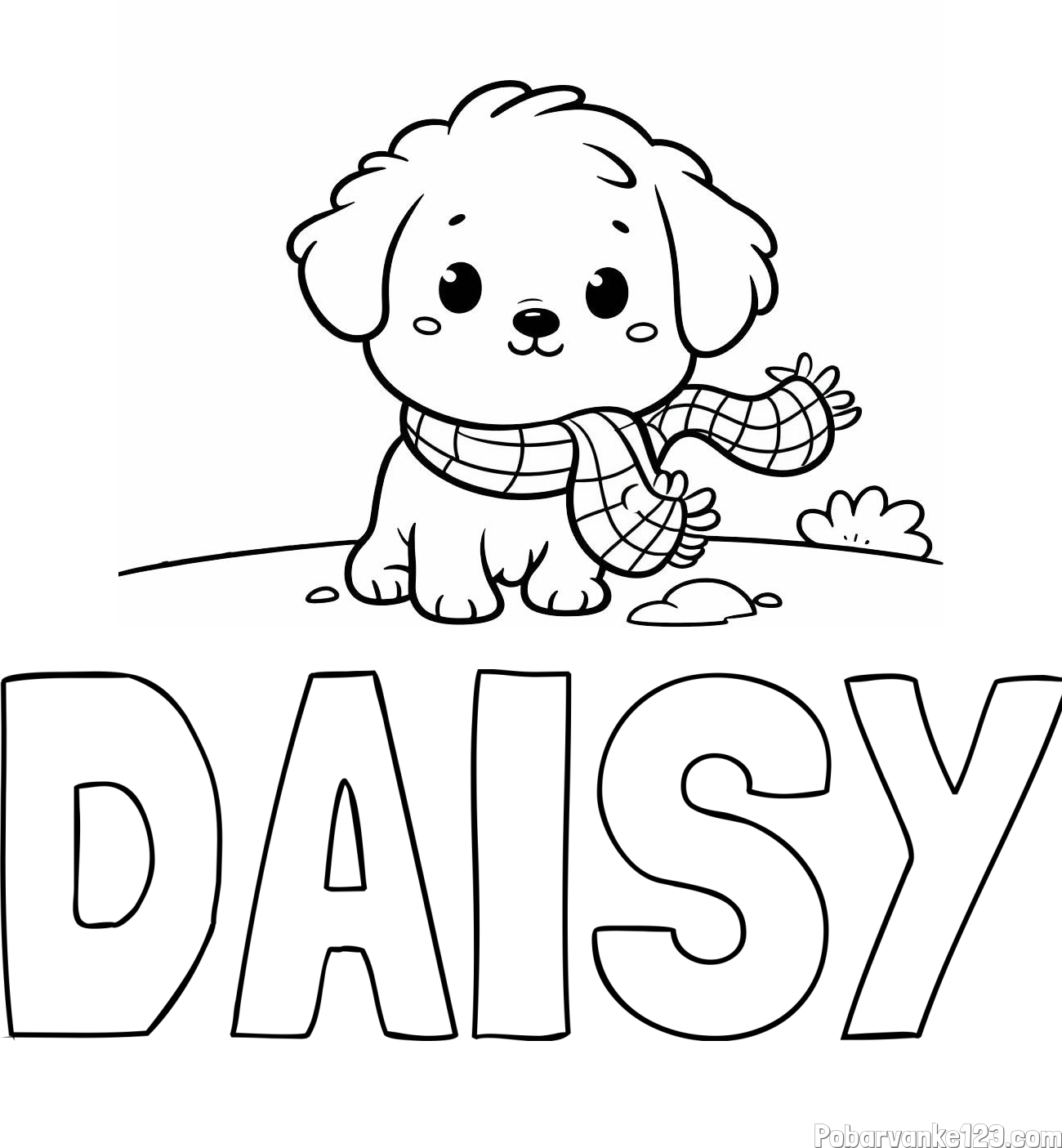 Pobarvanka imena DAISY in pobarvanka prikupnega psička