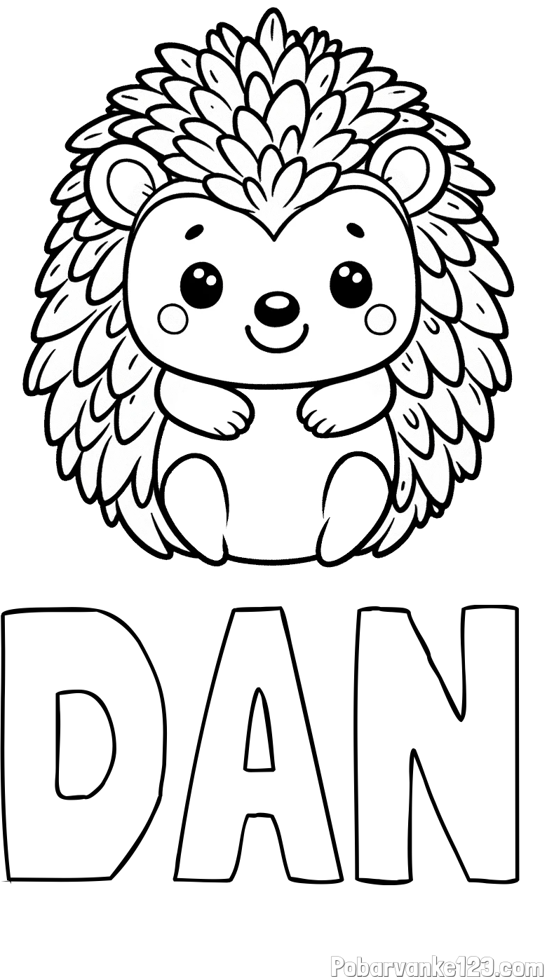 Pobarvanka imena DAN in pobarvanka prikupnega ježa