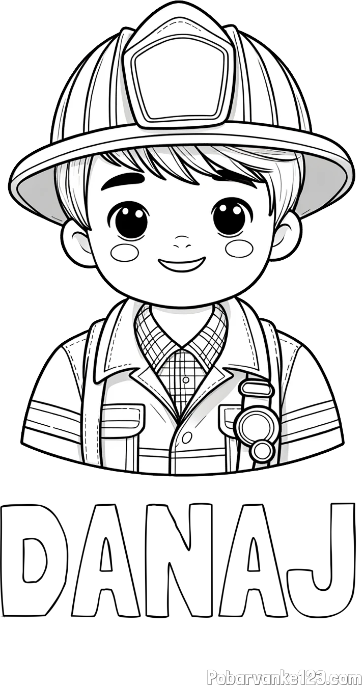 Pobarvanka imena DANAJ in pobarvanka mladega gasilca