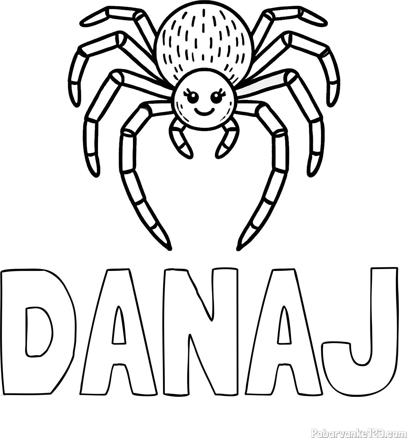 Pobarvanka imena DANAJ in pobarvanka veselega pajka