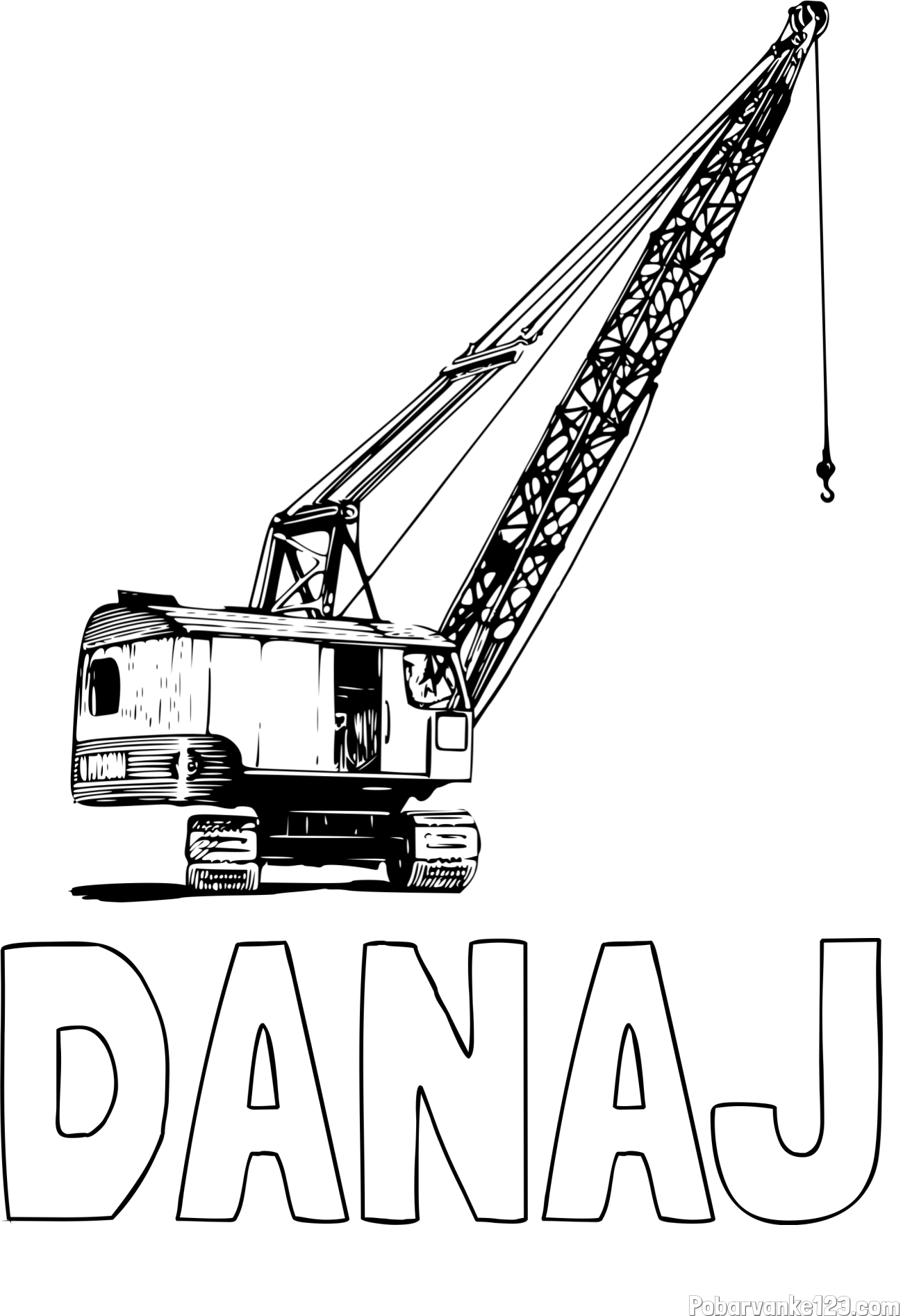 Pobarvanka imena DANAJ in pobarvanka žerjava