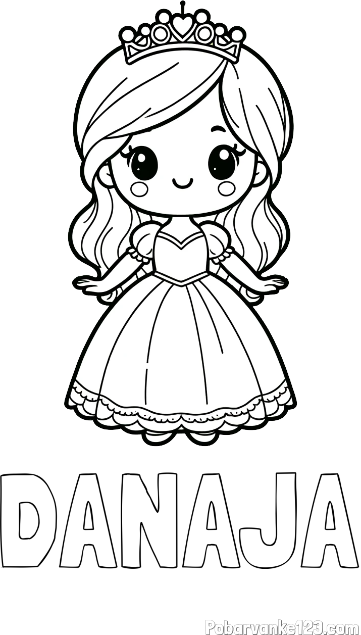 Pobarvanka imena DANAJA in pobarvanka ljubke princeske