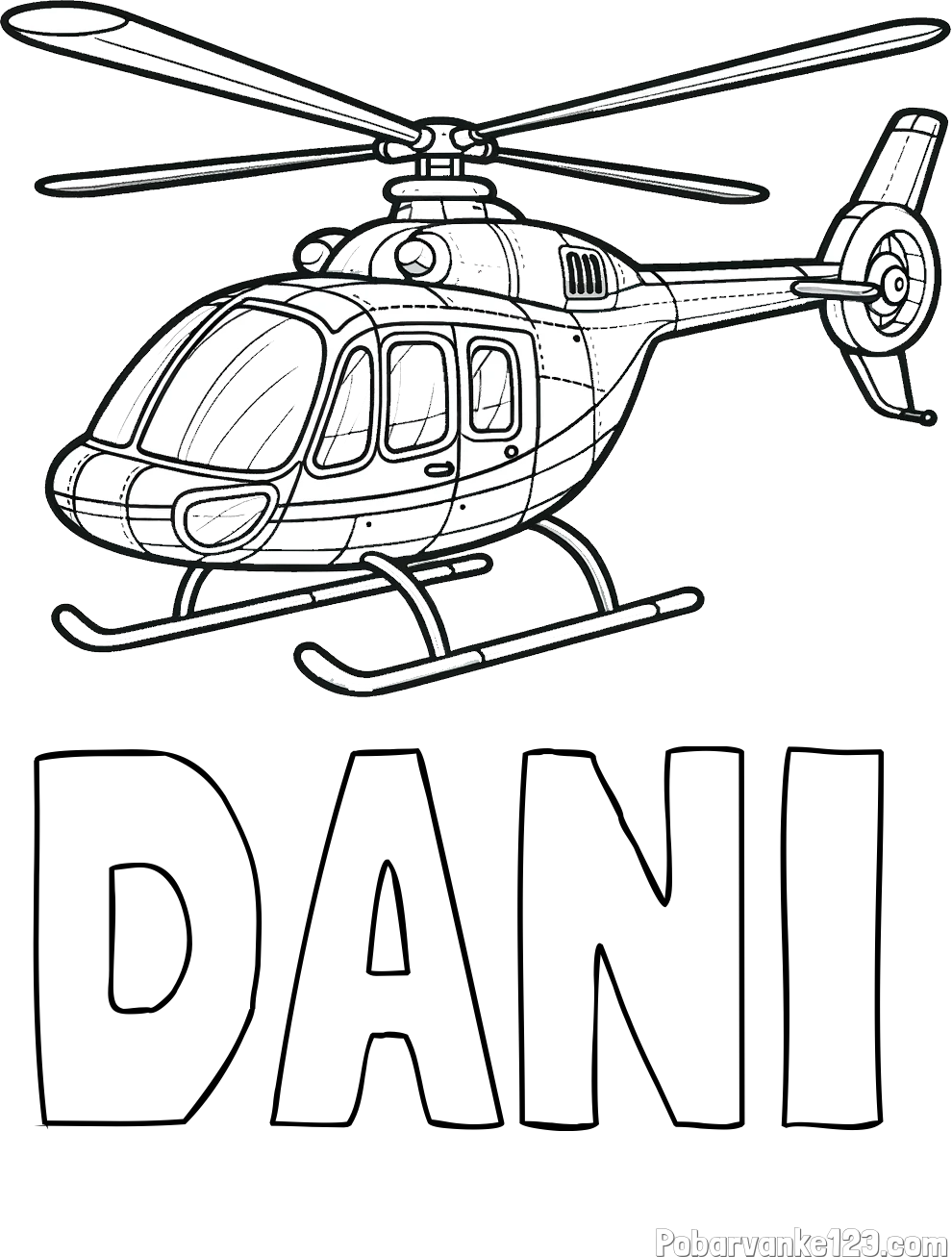 Pobarvanka imena DANI in pobarvanka sodobnega helikopterja