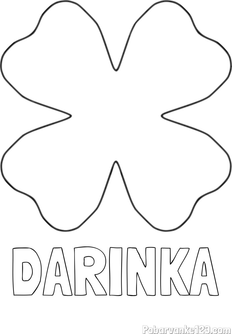 Pobarvanka imena DARINKA in pobarvanka štiriperesna deteljica
